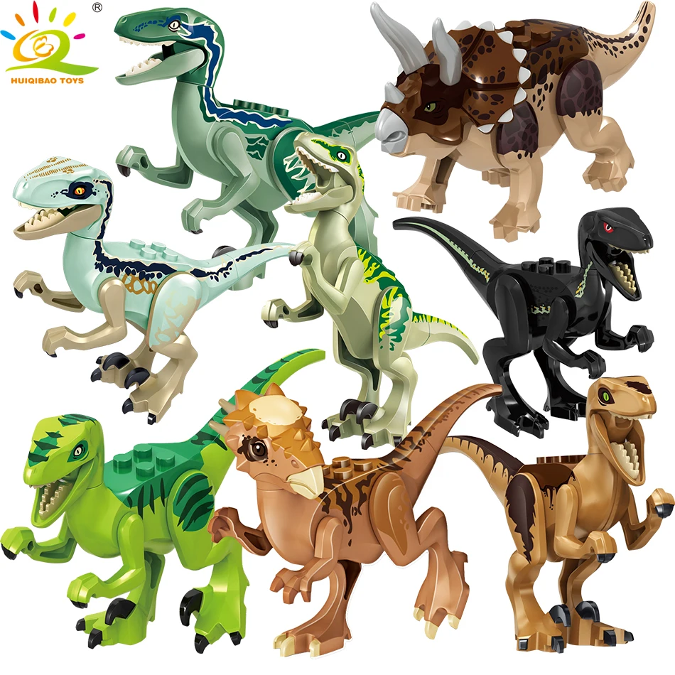8pcs/set Jurassic World Figures Tyrannosaurus Rex Carnotaurus Interbreed Dinosaur Park Building Blocks bricks toys for children | Игрушки и
