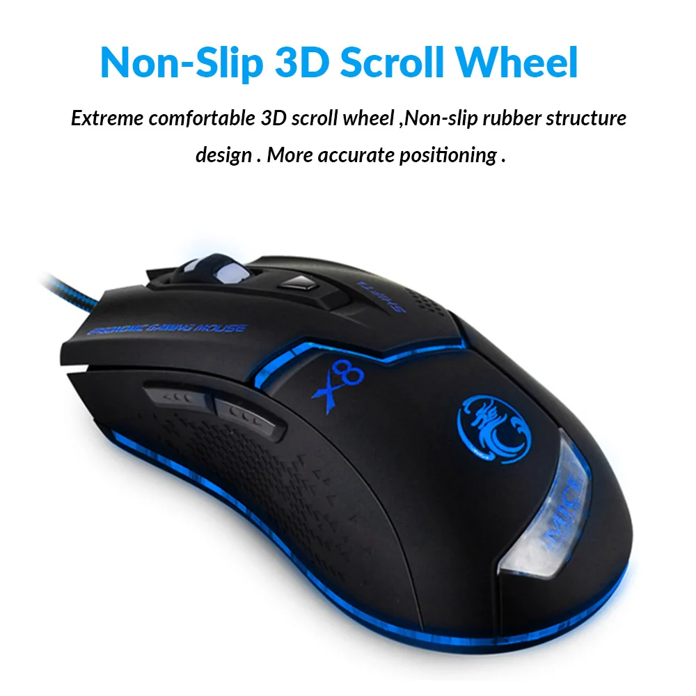 Проводная USB игровая компьютерная мышь imice геймерская оптическая 3200 DPI