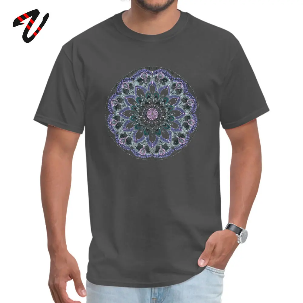 Casual 100% Cotton Fabric Tops & Tees for Boys Cool Top T-shirts Printed Coupons Round Neck Tops Shirt Short Sleeve Hand Drawn Pink Purple Mandala on Dark 373 carbon
