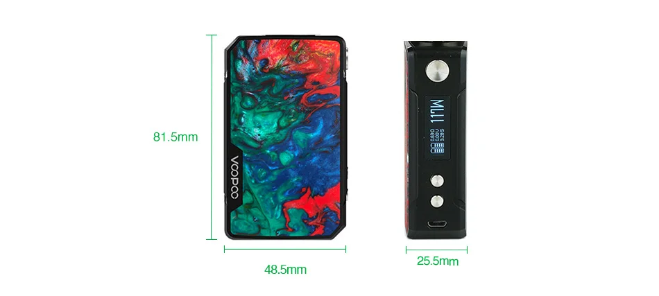 117 Вт VOOPOO Drag Mini MOD со встроенным аккумулятором 4400 мАч и инновационным геном. FIT чип электронная сигарета Vape коробка Mod VS Drag 2