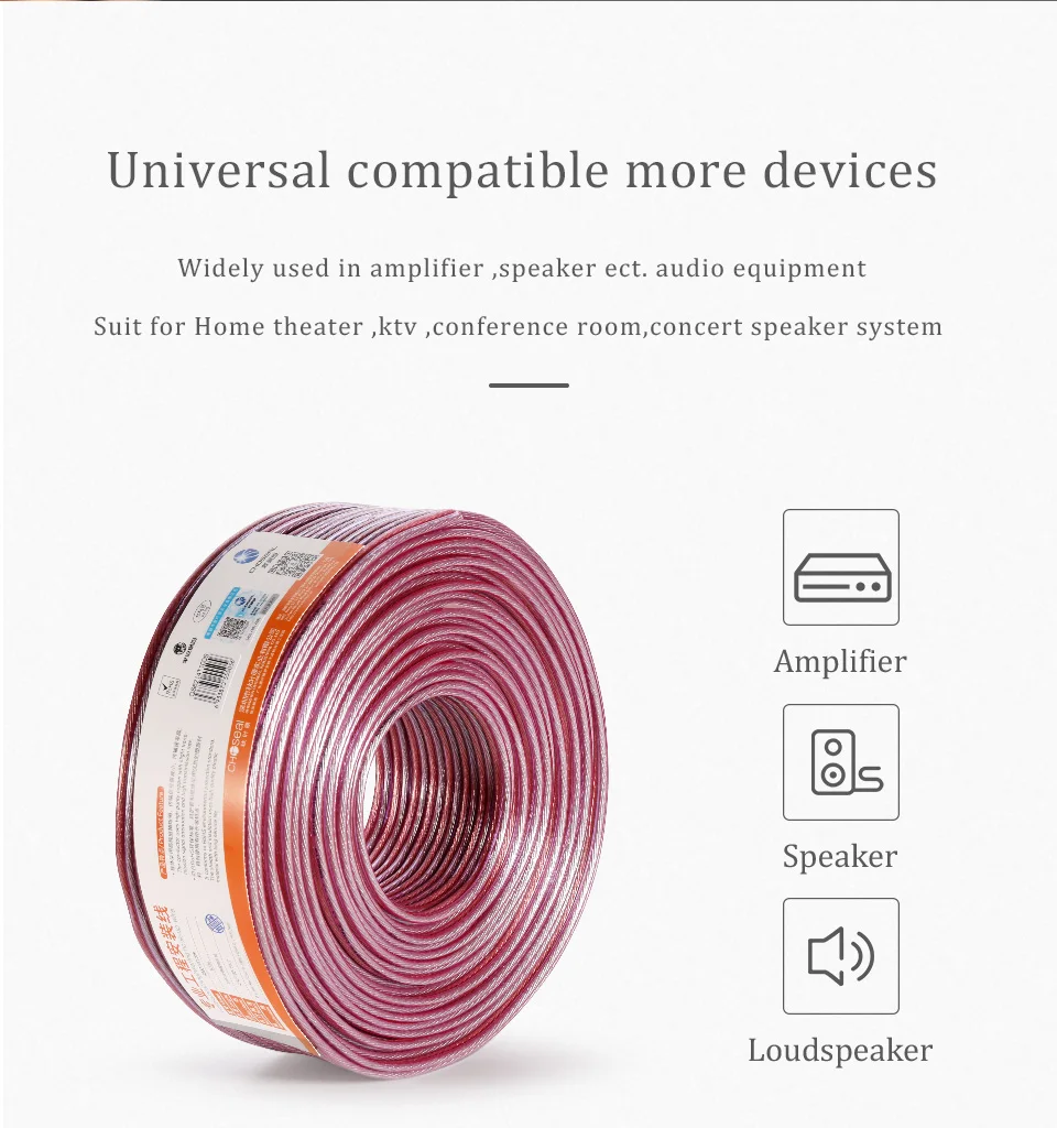CHOSEAL DIY HIFI Oxygen Free Cooper Speaker Audio Line Cable for Amplifier KTV DJ System 5.1 Speaker Wire Cable (8)