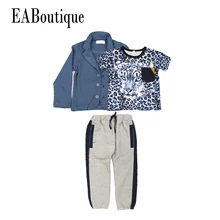 EABoutique Новая мода детская спортивная Одежда Устанавливает дети мальчики спортивный костюм зимние куртки с leopard Футболки Случайные штаны