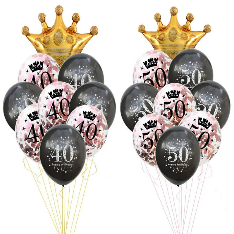 Золотой шар с цифрами, Gonflable Anniversaire 30 40 50 60 70 80 с днем рождения, конфетти, гелиевые воздушные шары для свадьбы вечеринки, украшения