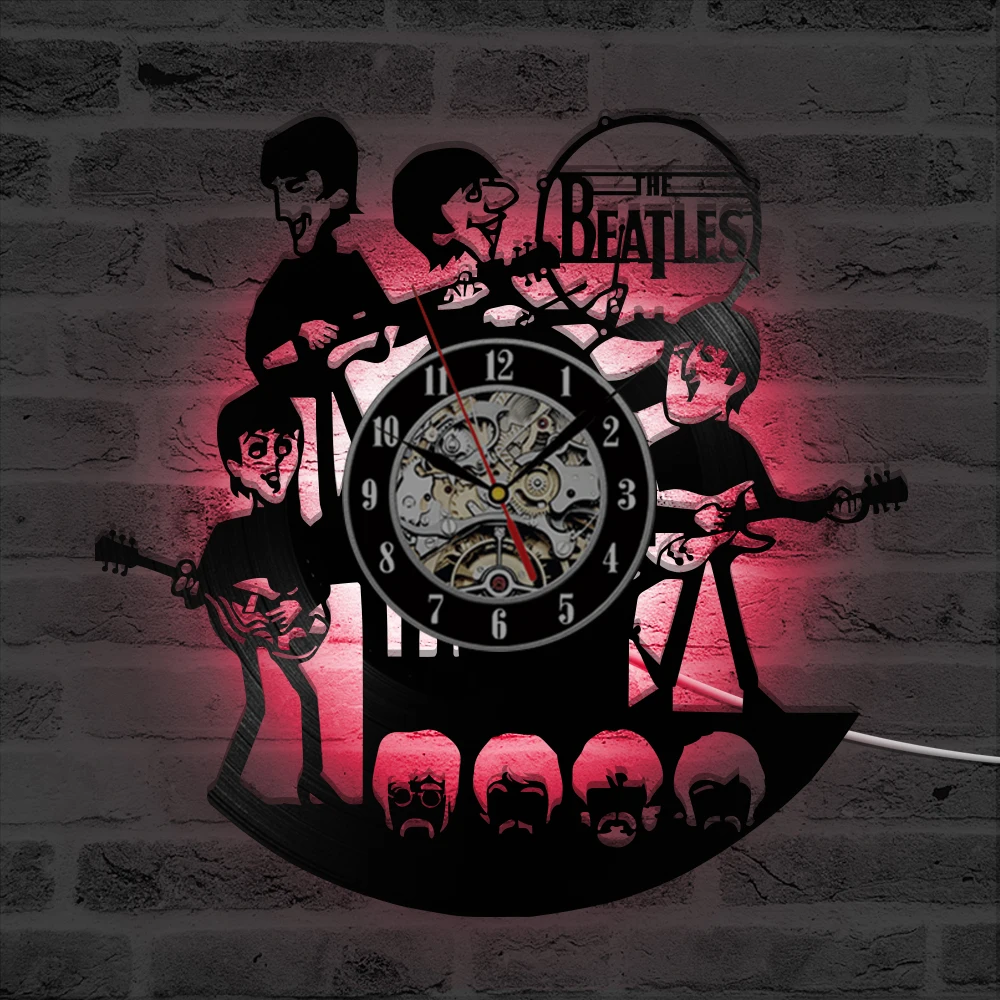 Kaufen 3D Schwarz Hohl Vinyl CD Rekord Uhr Die Berühmte band Kreative Wand Kunst Hängen Wanduhr Home Decor LED Uhr