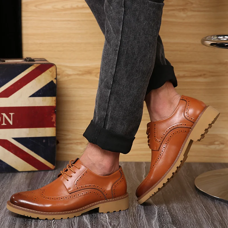 XINGYIDA Wingtip черный Повседневная Мужская обувь Кожа Формальное свадебное платье