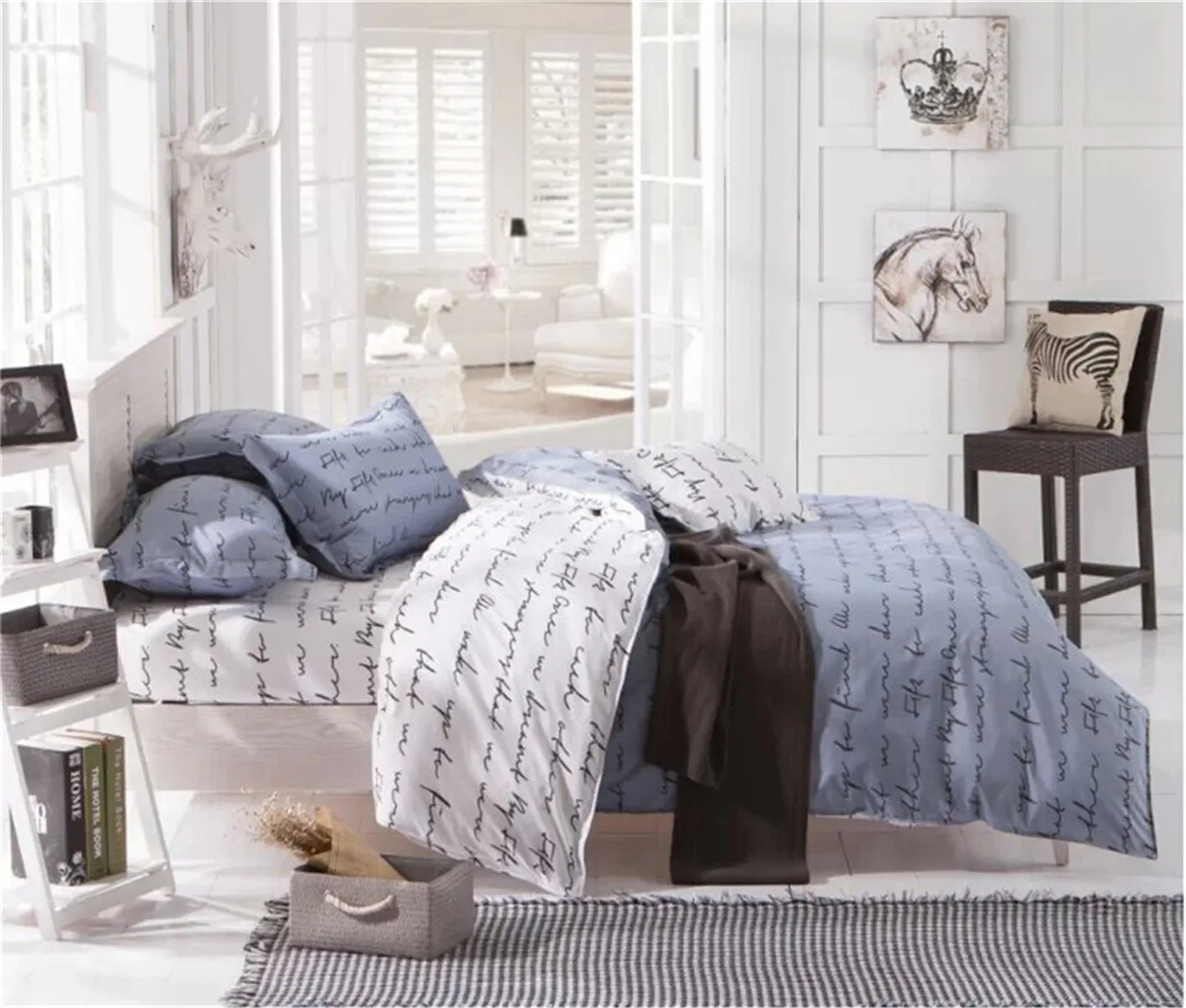 

A set of three or four letters in white and grey English comforter bedding sets bedding set
