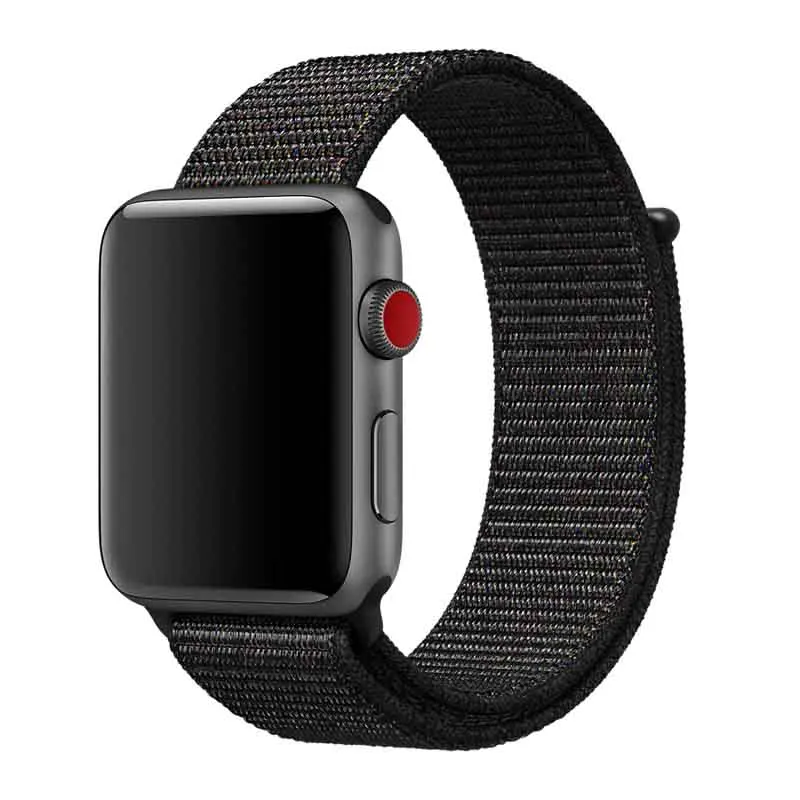 Нейлоновый браслет Correa, ремешок на запястье для Apple смарт-часов iwatch серии 4/3/2/1 спортивные часы Смарт-браслет на запястье аксессуары - Цвет: R-Black