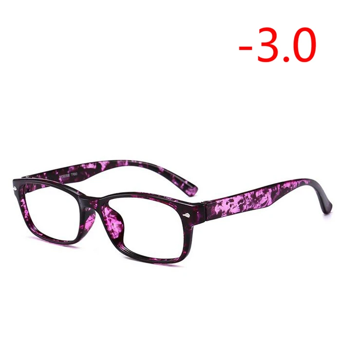 1,0-1,5-2,0-4,0 квадратные очки для близорукости с градусом женские мужские короткие очки для коррекции зрения TR90 полосатая черная синяя красная Желтая оправа - Цвет оправы: Myopia 300