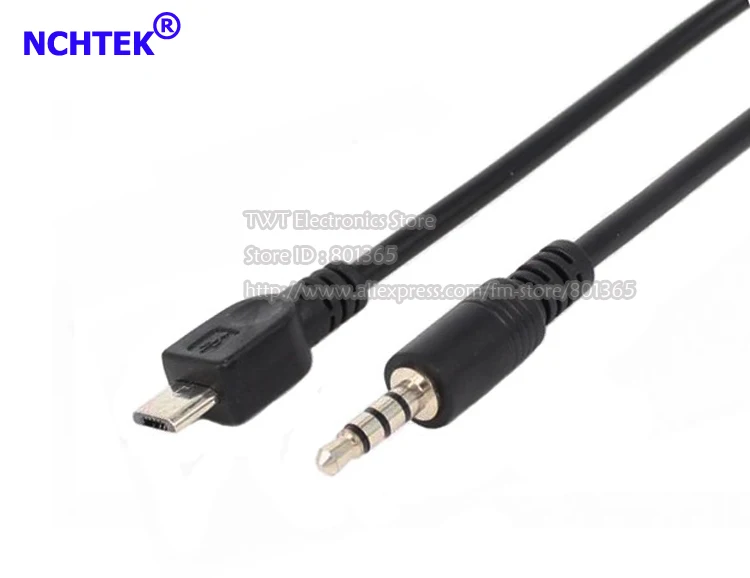 

NCHTEK Straight Head 4 Poles 3.5MM Male to Micro USB 2.0 Male Audio Data Charging Cable About 40CM /Free shipping/4PCS