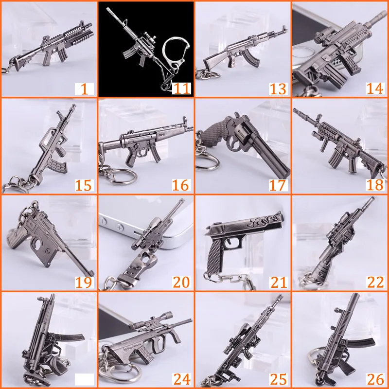 Фото Новинка брелок для ключей с пистолетом Counter Strike AK47 мужской брелок для ключей с винтовкой Awp снайперской CS GO Saber мужской брелок для ключей с сумкой №5