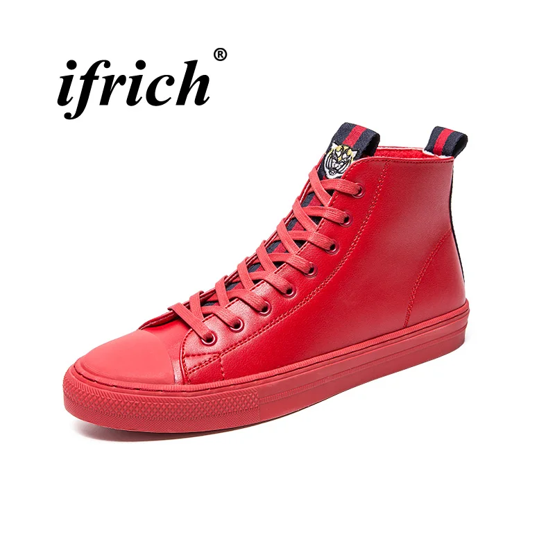 

New Youth Casual Shoes Male Black Red Fashion Footwear for Men High Top Casual Sneakers Men Rubber Sole Original Casual Shoes