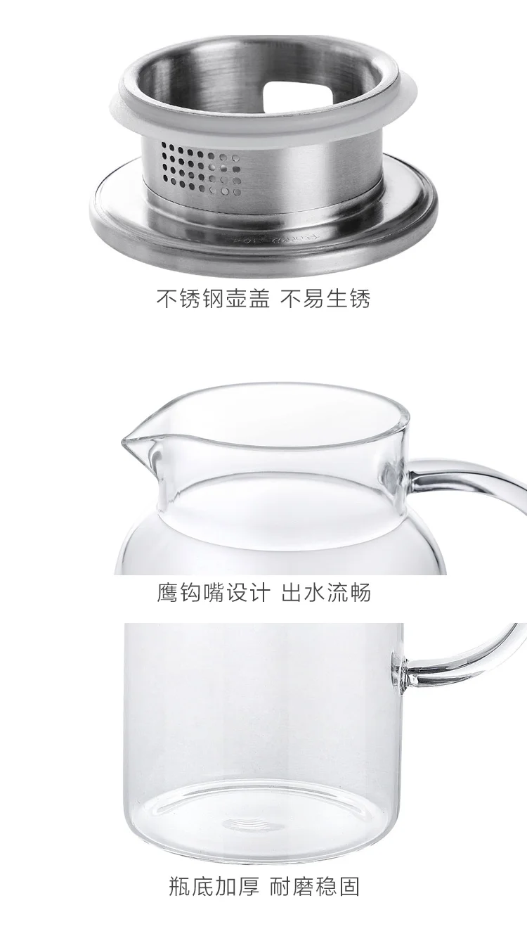 High borosilicate glass heat-resistant teapot large capacity home cold water juice bottle with Tea Infusers Strainers mx7181606