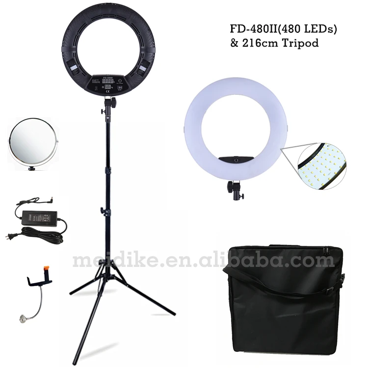 Yidoblo черный FD-480II 1" светодиодный кольцевой светильник комплект 480 светодиодный теплый и холодный регулируемый светильник фотографический светильник+ подставка(2 м)+ мягкая сумка