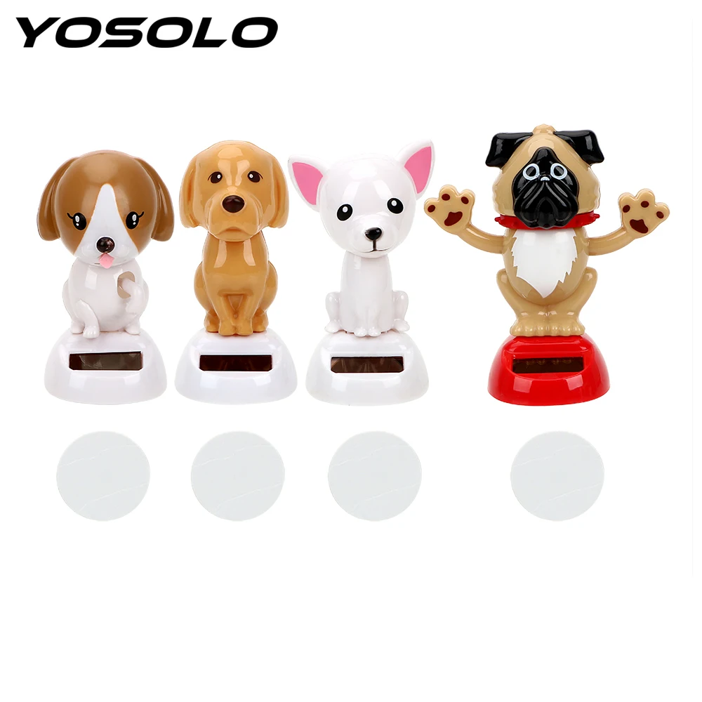 

YOSOLO Solar Powered Puppy Dancer Toy with Adhesive Tape Car Ornament For Friend Dashboard Decoration Car-styling