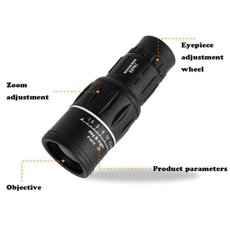Mayitr Professional Dual Focus 16x52 HD Night Vision Outdoor Monocular Telescope For Mobile Phone with Phone Holder