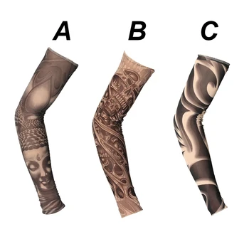 

INS SALE UV Protection Running Cycling Sports Unisex Nylon Fake Tattoo Arm Warmers Temporary Tattoo Arm Sleeves Multifunction