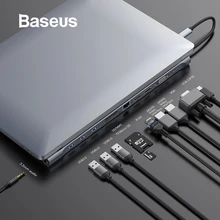 Baseus 11in1 Multi USB C HUB Type C to HDMI VGA RJ45 Multi Ports USB 3.0 USB3.0 Type-C Splitter for Macbook Pro Air USB-C HUB
