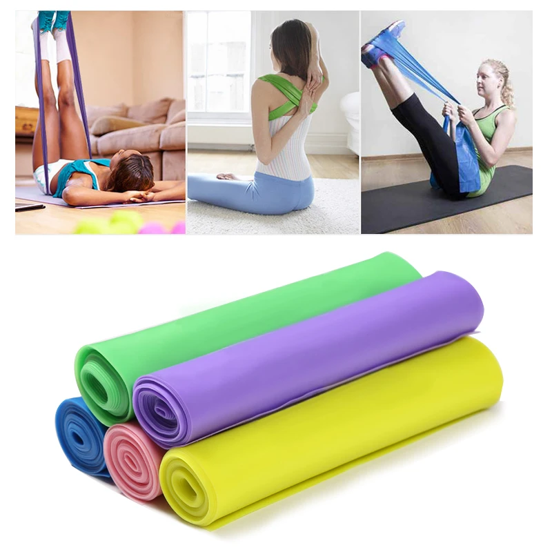 Gym Equipment 1.5M Yoga Pilates Rubber Stretch Strap Yoga Resistance Bands Elastic Sports Bands Exercise Strap Fitness Belt