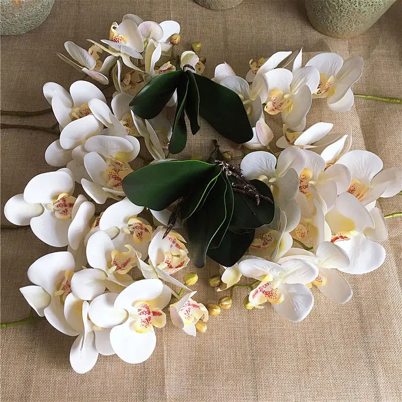 1 Набор = 7 веток цветов+ 3 стебля орхидеи, орхидеи бабочки, искусственные цветы, украшение для дома, свадьбы, Флорес, Флер, искусственные цветы - Цвет: B