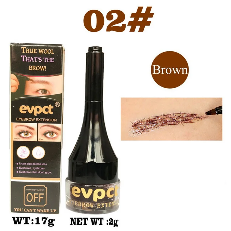 Черный коричневый бровей волокна волос 3D натуральный Татто оттенок бровей расширение макияж длительный мгновенный гель для бровей ложная поддельная бровь - Color: 02 brown