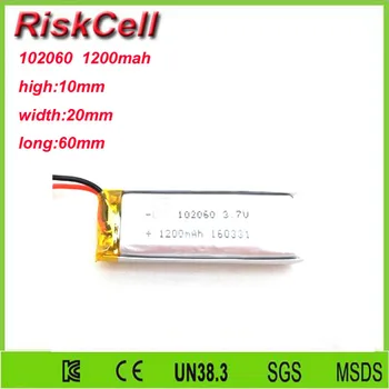 

Free shipping 3.7V 1200mah 102060 Lithium Polymer Li-Po Rechargeable Battery For Mp3 MP4 MP5 GPS PSP mobile Pocket PC e-books