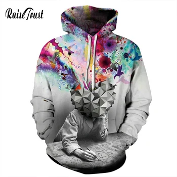 

Raise Trust Creative Geometry Hoodies For Men/Women Colorful bomb Novelty Hooded Casual Long Sleeve Pullover Sweatshirts Hip Hop