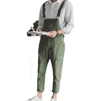 

Male casual overalls Hip hop Male casual loose pants New arrival Army Green jumpsuits Men suspender trousers
