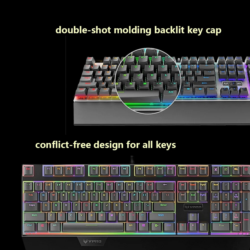 Механическая игровая клавиатура Rapoo V720S черные переключатели USB Проводная RGB