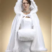 Свадебные белые свадебные куртки аксессуары зимние женские вечерние пальто из искусственного меха с головной убор короткий стиль