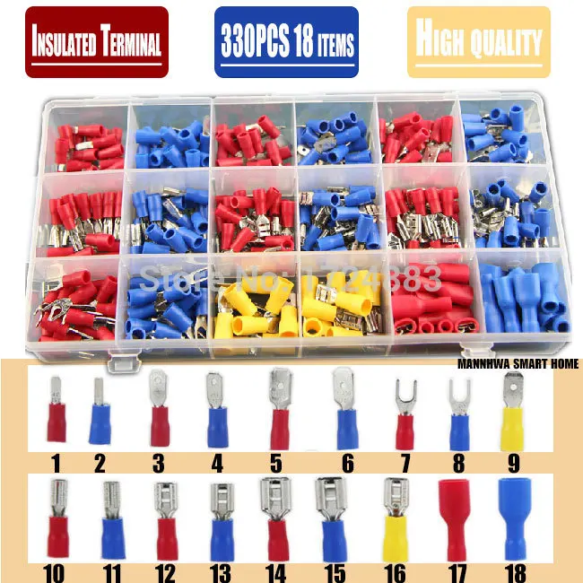 330pcs Assorted Full Insulated Fork U-type Set Terminals ...