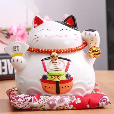 4,5 дюймов Maneki Neko керамический счастливый кот домашний декор фарфоровые декоративные украшения бизнес-подарки удача Кот Копилка фэншуй ремесло - Цвет: F