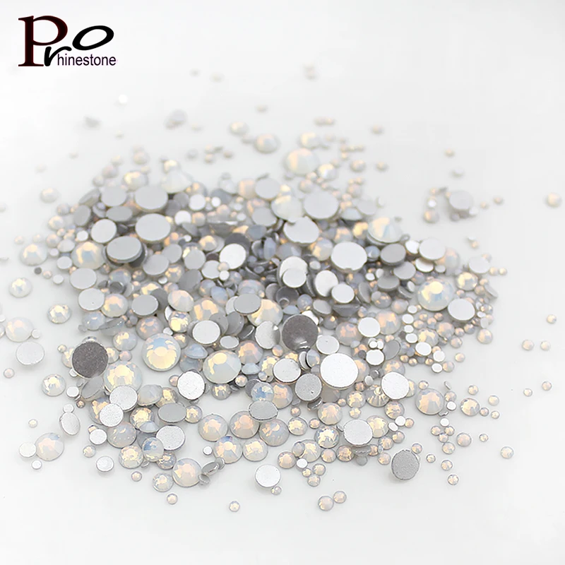 

New White Opal Mixed Sizes All Size Nail Rhinestones For Nails 3D Nail Decoration Manicure Nail Art Decoration