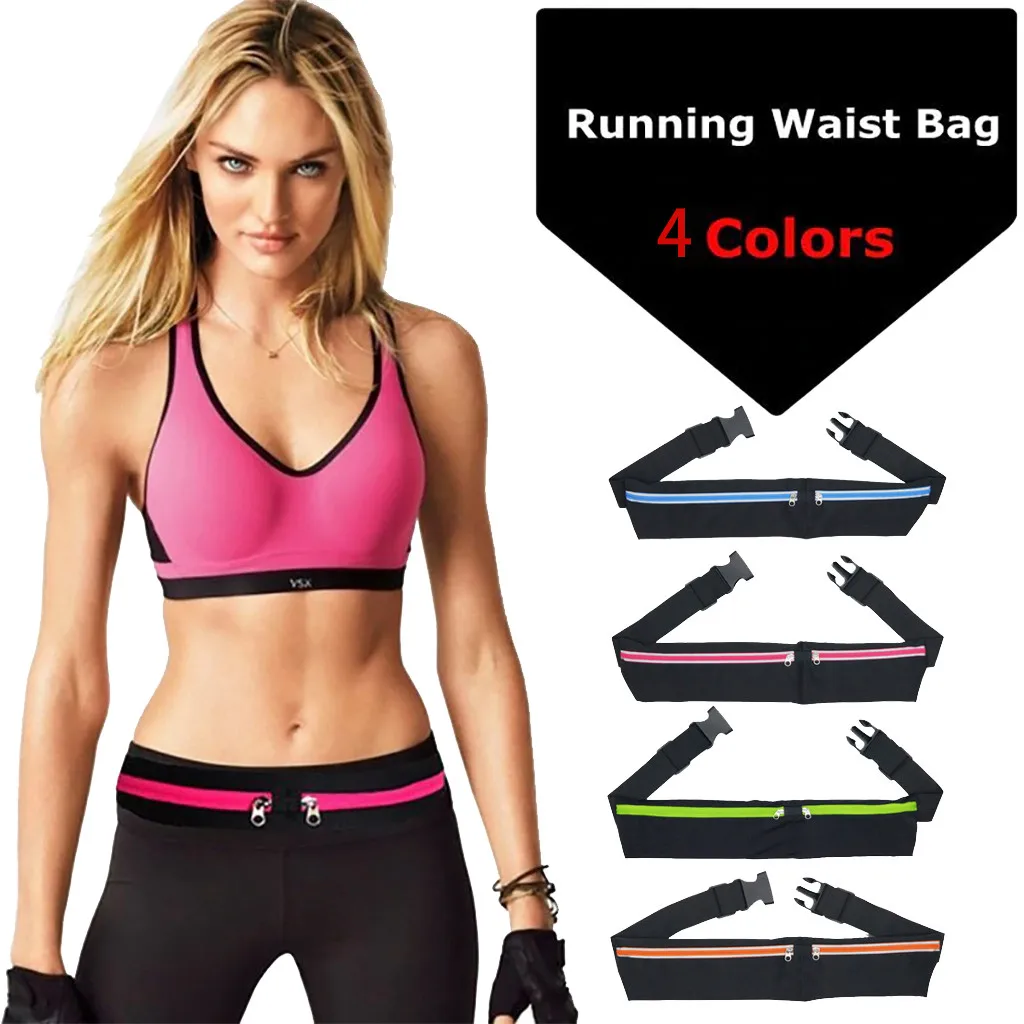 USA Dual Pocket Running Belt Phone Pouch Waist Bag Sport Travel Fanny Pack Men