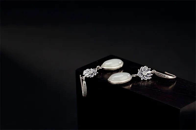 V.YA серьги из натурального полудрагоценного камня 925 Висячие серьги из серебра 925 пробы для женщин Женские Ретро ювелирные изделия высокого качества