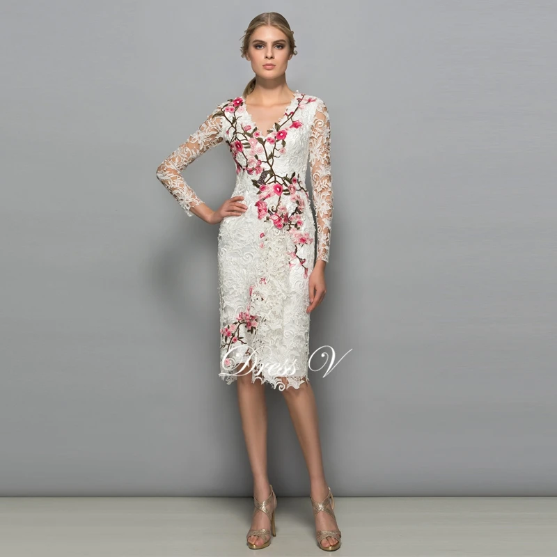 knee length party dresses with sleeves