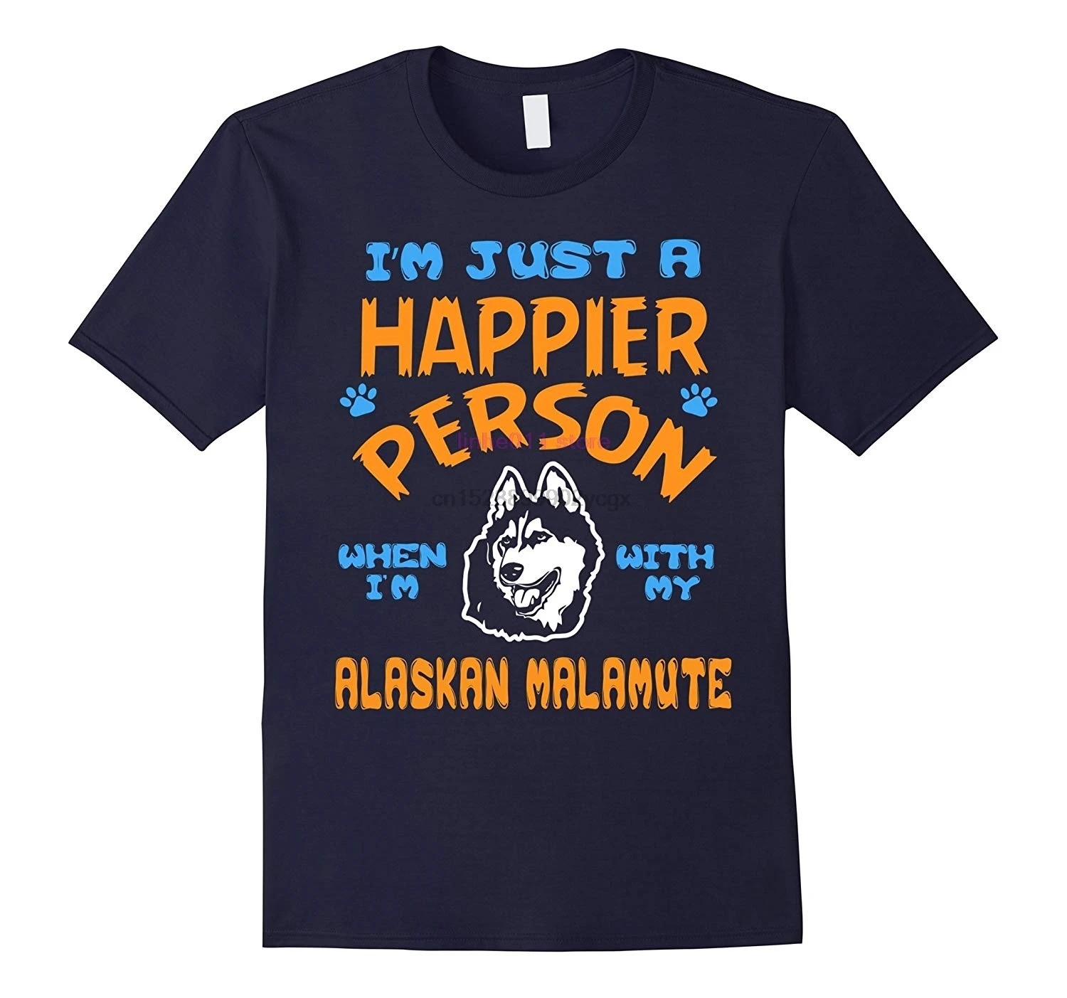 GILDAN Новая мужская рубашка счастливее человек с мой Alaskan Malamute футболка|Футболки| |