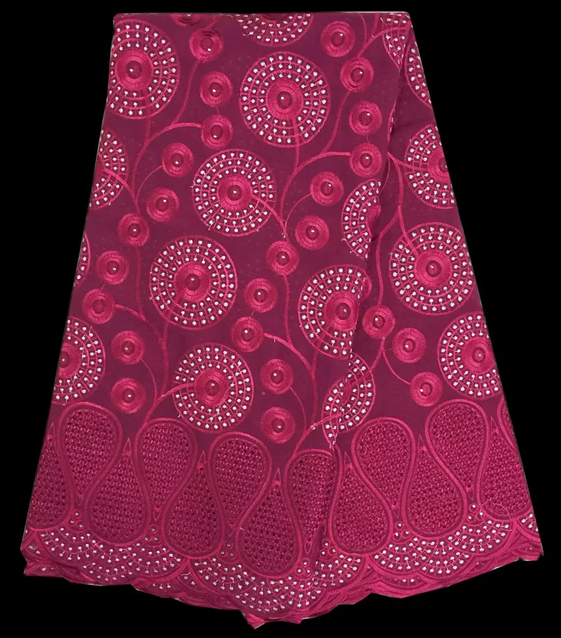 

(5yards/pc) Delicate embroidered Swiss lace fabric soft African cotton lace fabric in fushia for making dress CLS63