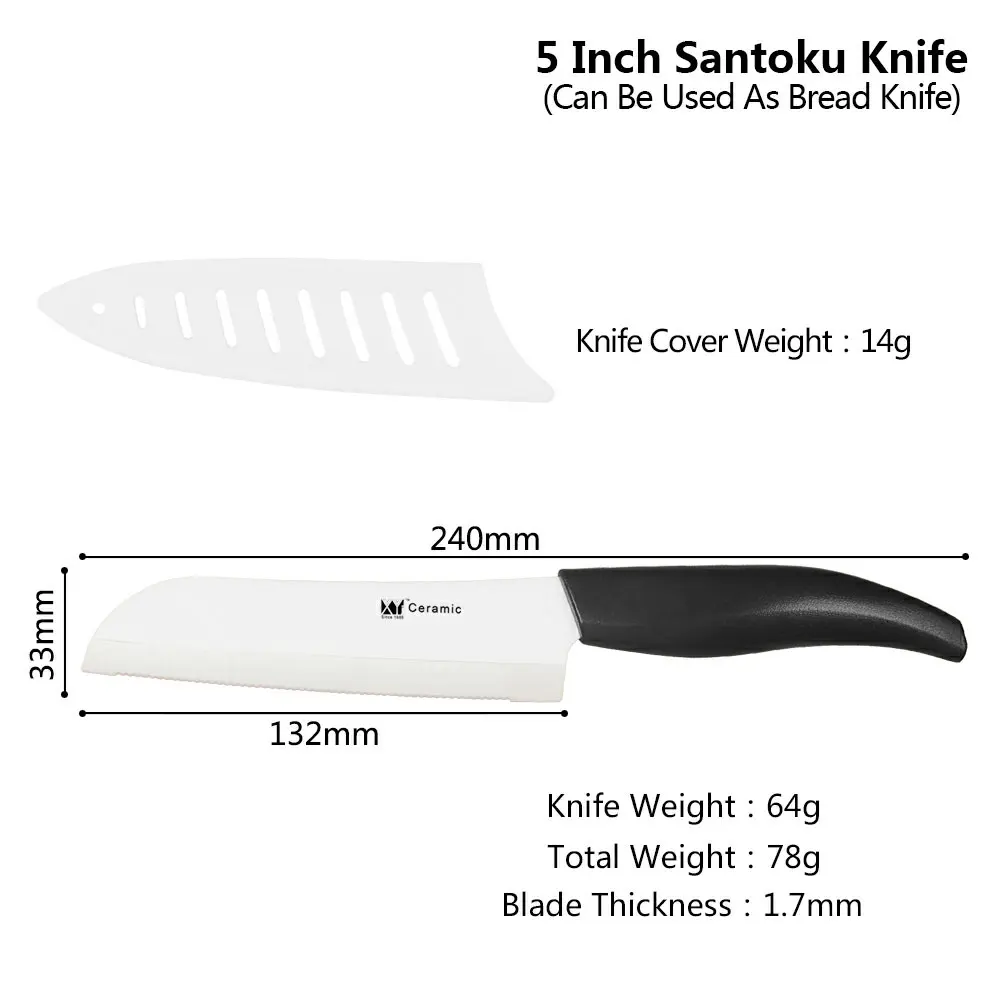 XYj 5 дюймов Santoku Керамика Ножи японский шеф-повар Ножи хлеб Пособия по кулинарии ножи острое лезвие одноразовая бритва с удобной ручкой, Пособия по кулинарии инструменты из 2 предметов