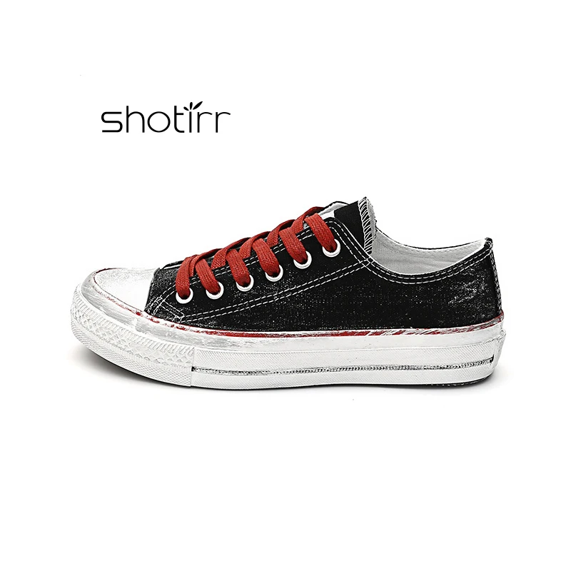 

New Arrival Hot Fashion Women Shoes Spring And Autumn Canvas Graffiti Female Footwear Red Shoelace Shallow Ladies Shoes