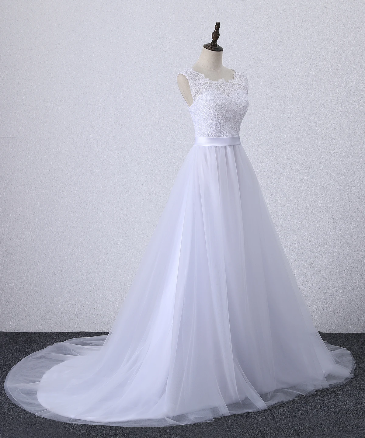 Solovedress A Line кружевное пляжное свадебное платье круглый вырез белое свадебное платье Тюль Юбка Часовня Поезд vestido de noiva SLD-228