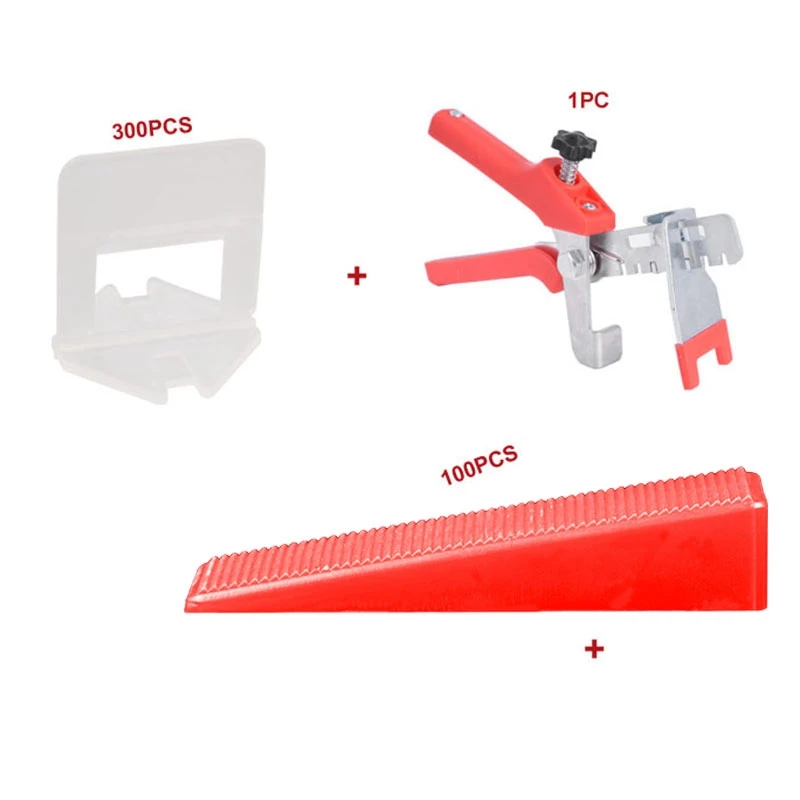 Tile Leveling System Handy Kit 2Mm 3/32 Inch 401Pcs Ceramic Wall Floor Leveling Clips 300Pcs+Wedges 100Pcs+Pliers 1Pc Tusrai