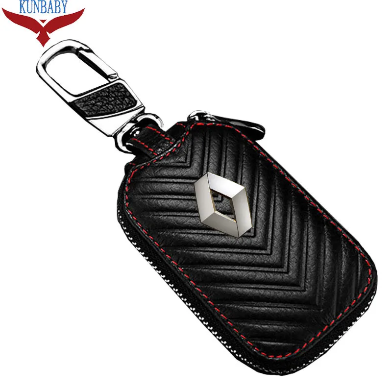 KUNBABY/Новое поступление, сумка из натуральной кожи, чехол для автомобильного ключа, кошельки, Модные Женские ключницы, держатели Carteira для Renault - Название цвета: Black