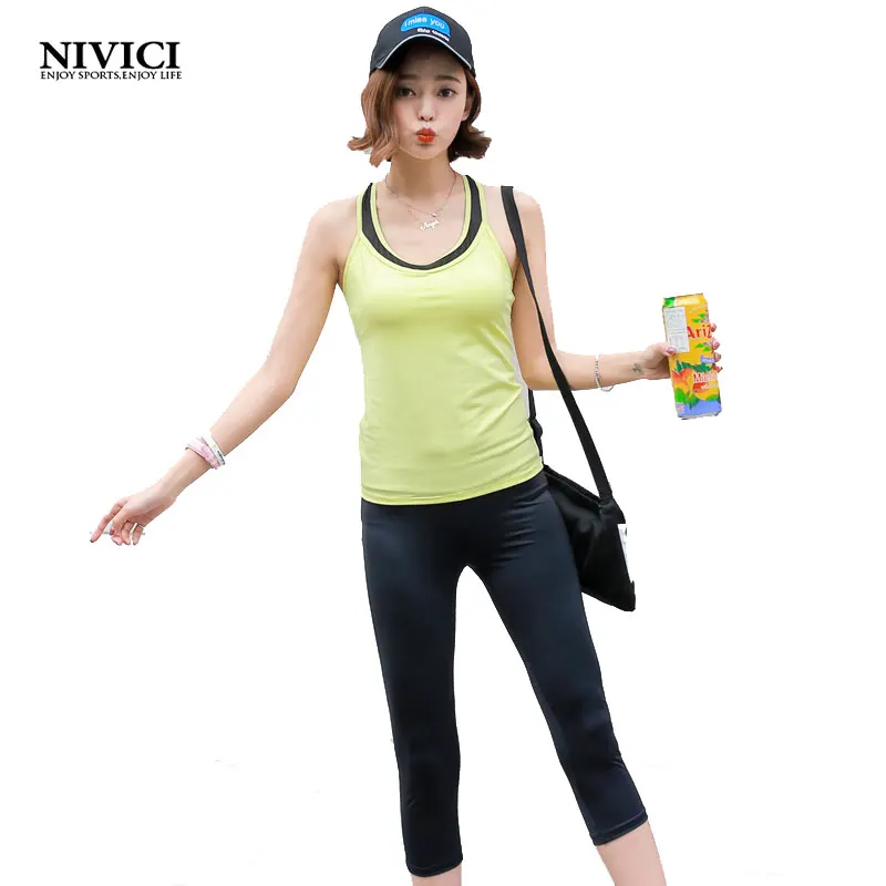 Classical Color Yellow and Black Two Pieces font b Women s b font font b Yoga