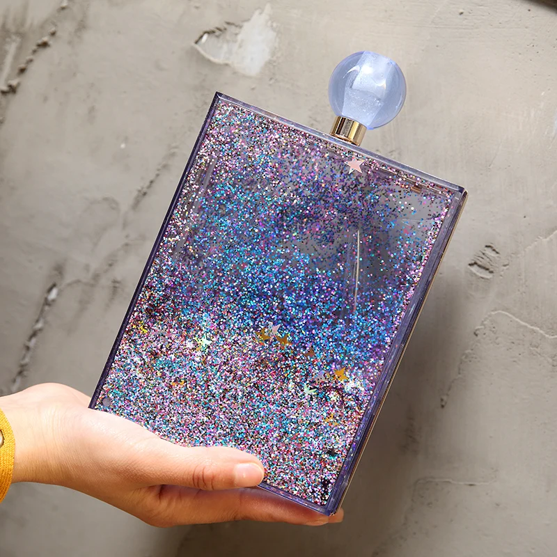 

Bolsa Feminina 2017 Liquid Paillette Women Clutch Evening Bag Acrylic Party Bag Transparent Handbag Chain Ladies Bag