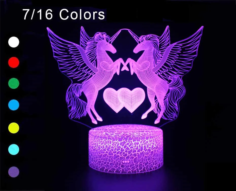 Прямая Pegasus 3D светодиодный ночной Светильник Touch/дистанционного 16 Цвета настольная лампа атмосферу светильник ing Творческий мультфильм дом USB светильник s