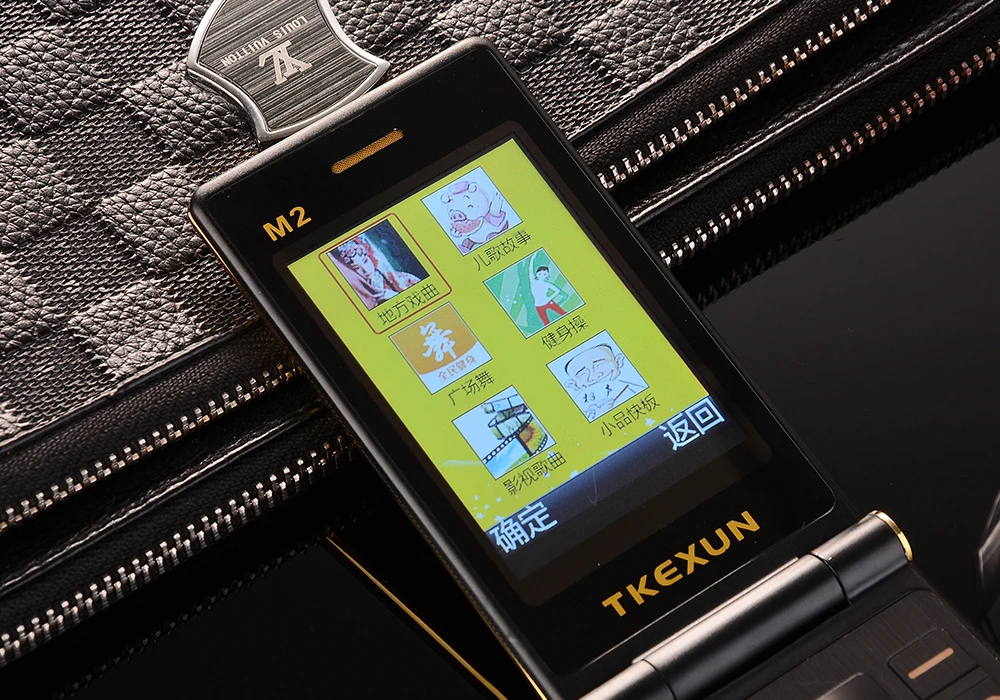 TKEXUN M2 флип-телефон 3,0 "металлический корпус Senior Dual Sim Камера MP3 MP4 сенсорный экран роскошный мобильный телефон