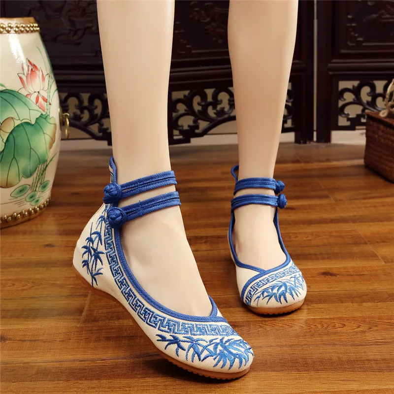 

Handmade Fashion Women Ballerinas Dancing Shoes Chinese Flower Embroidery Soft Casual Shoes Cloth Walking Mary Jane Flats
