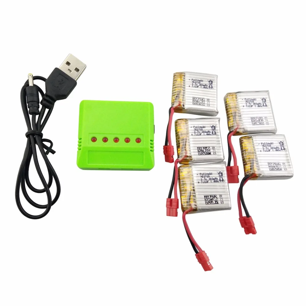 

SYMA X21 X21W quadcopter remote control helicopter spare parts 5PCS 3.7V 380mah lithium battery with 5-in-1 charger