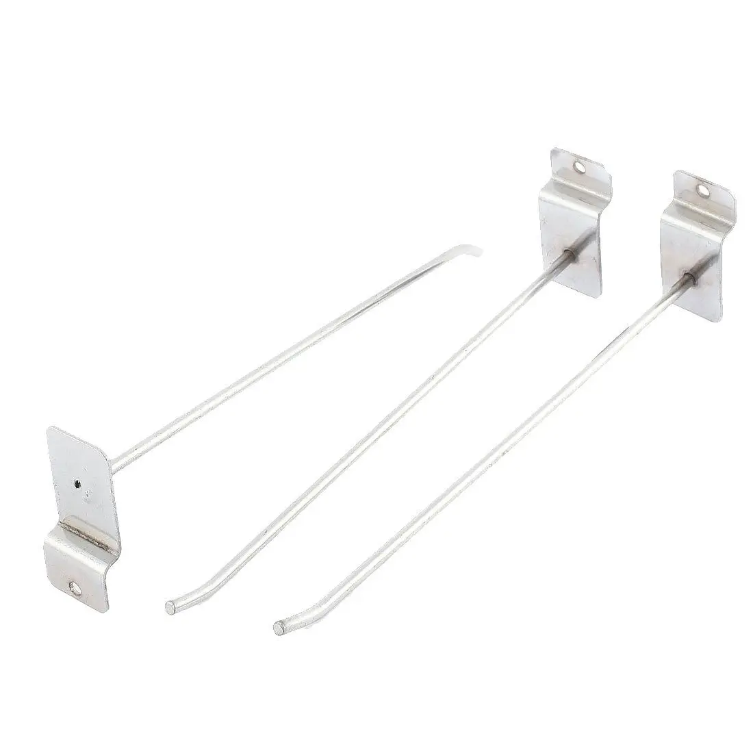 20cm Long Slat Wall Hooks Silver Tone 3 Pcs for Board Shelf Shelvingin