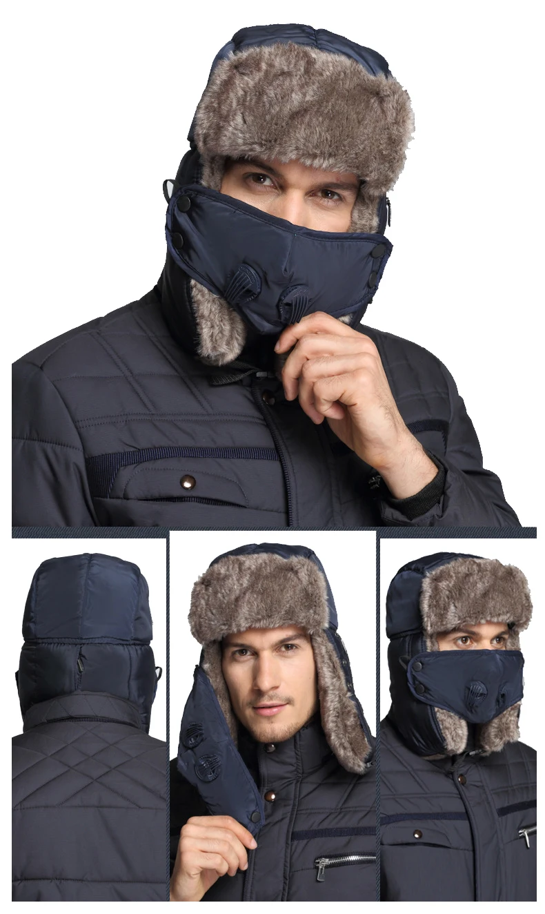Зимние теплые шапки-ушанки для мужчин и женщин, русская теплая шапка-ушанка, ветрозащитная шапка для сноуборда и катания на лыжах